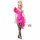 Barbie Deluxe Style Modelka v růžových šatech s volánem JJN73