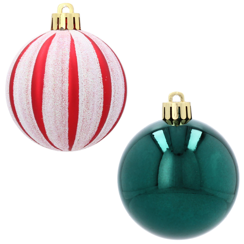 Aga Karácsonyi gömb MIX 6cm 8db Fehér-piros/Zöld