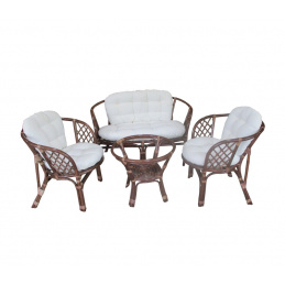 Aga Rattan kanapé garnitúra szett BAHAMA Choco Fehér