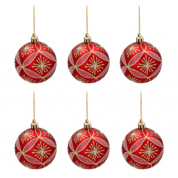 Aga Karácsonyi gömbök 7cm 6db Piros - Hópehely