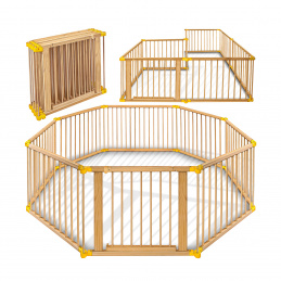 Kiduku Gyermek játszókerítés 7,2 m Természetes/Sárga