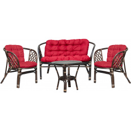 Aga Rattan  kanapé garnitúra szett BAHAMA Choco sötétvörös