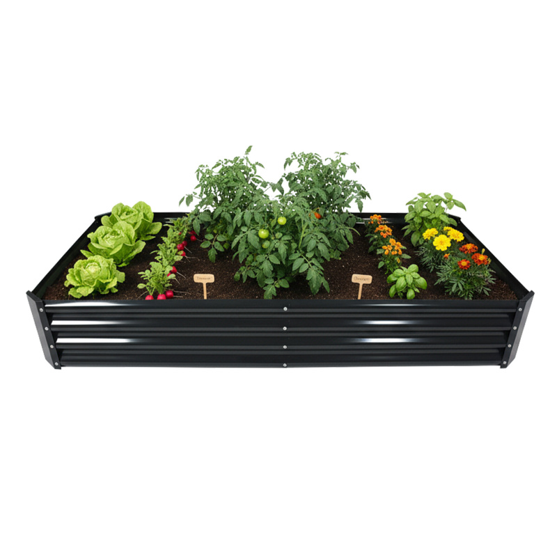 Aga Emelt ágyás 180x90x30 cm horganyzott acél Fekete