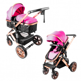 Aga Kombinált babakocsi 2 az 1-ben Fekete/Rózsaszín