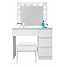 Aga Fésülködőasztal tükörrel és világítással + taburett Matt fehér Aga Fésülködőasztal tükörrel és világítással + taburett Matt fehér