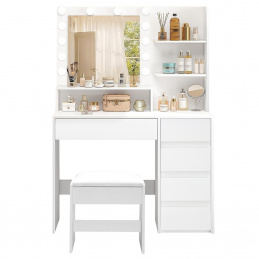 Aga Fésülködőasztal tükörrel és világítással + ülőke MRDT16