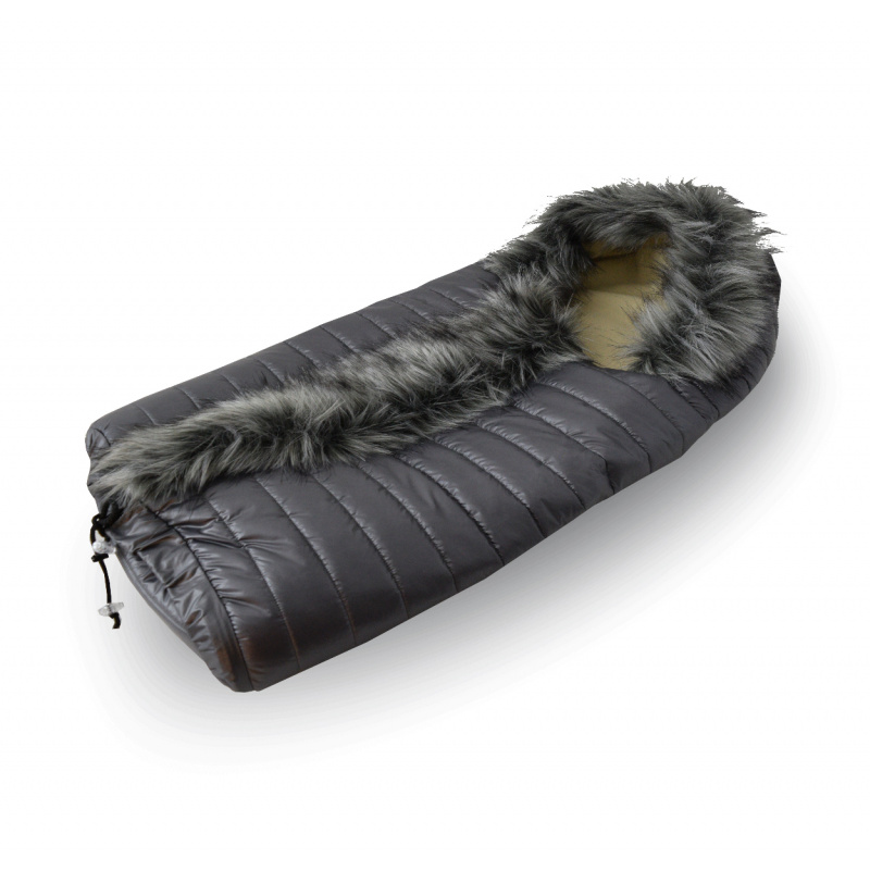 Aga puffer kabát Fusak Combi Luka szőrmebundával Szürke