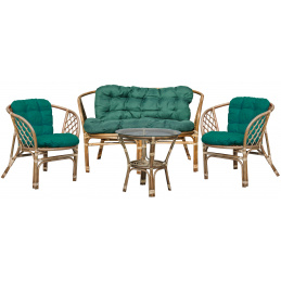 Aga Rattan kanapé garnitúra szett BAHAMA Szürke Sötétzöld