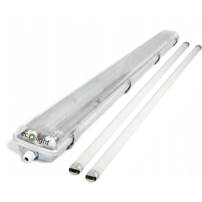 ECOlight lámpatest + 2x LED cső - G13 - 120cm - 18W - 1800lm hideg fehér - KÉSZLET