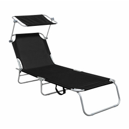 Linder Exclusiv Kerti fekvőágy napellenzővel Fekete