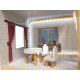 Aga MDF Babaház bútorokkal 78cm LED Fekete