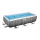 Power Steel 404x201x100 Rattan imitáció 13x6FT BESTWAY 6in1 Rack Pool + szivattyú + létra