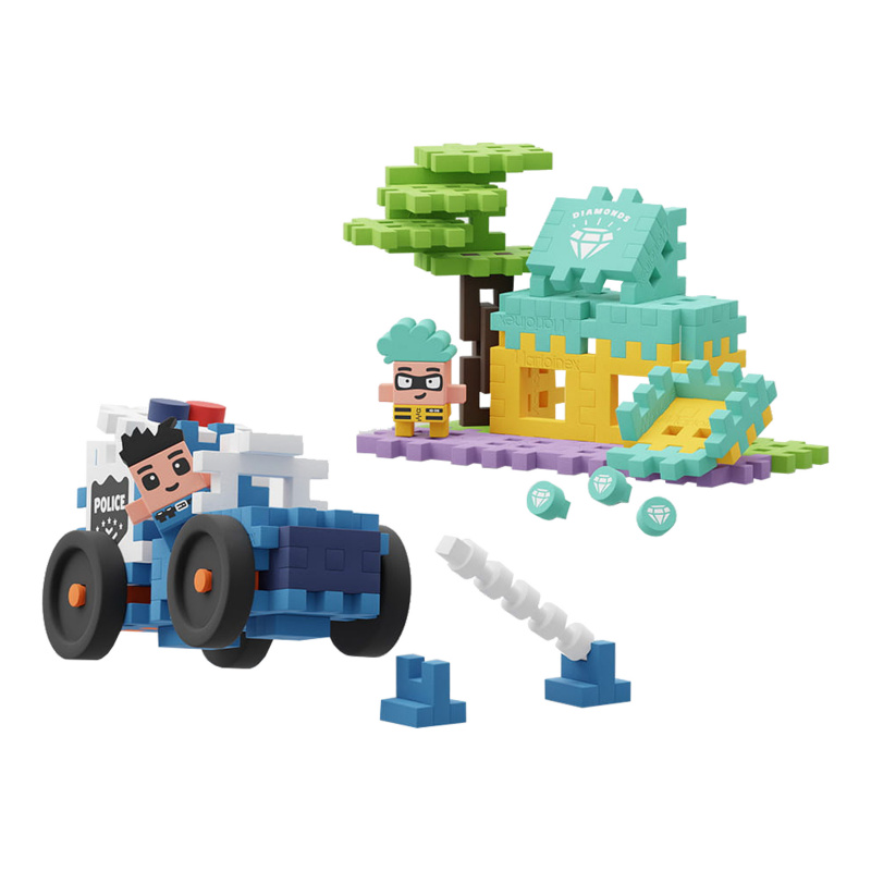 Marioinex MINI WAFFLE Rendőrautó és ékszerbolt 80db