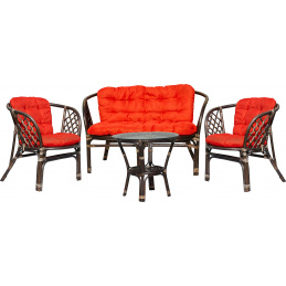 Aga Rattan kanapé garnitúra szett BAHAMA Choco Red