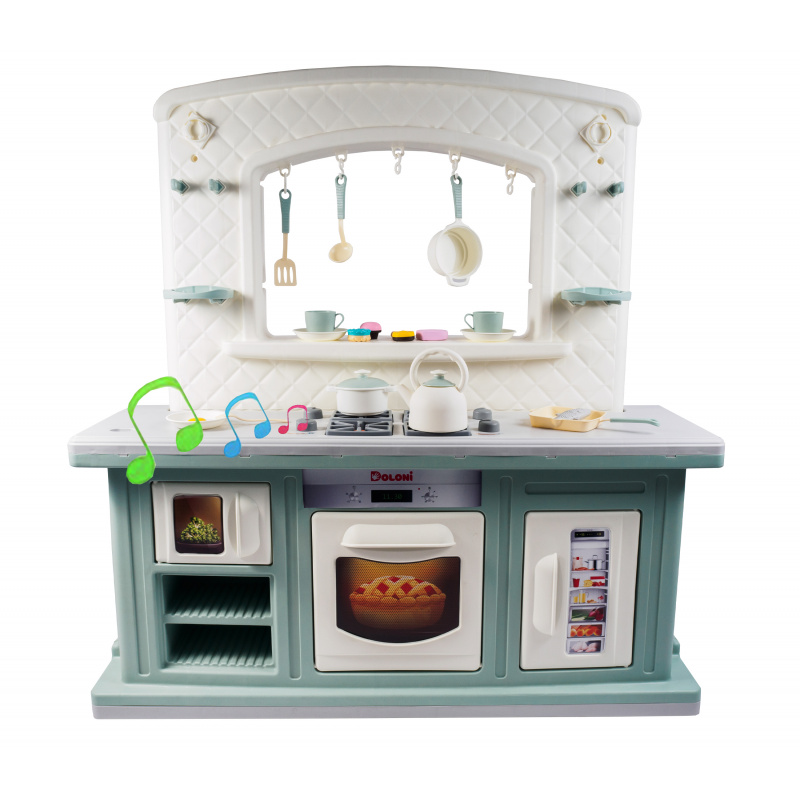 Doloni műanyag játékkonyha türkiz + tartozékok 34 db