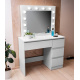Aga Fésülködőasztal tükörrel és világítással Matt fehér