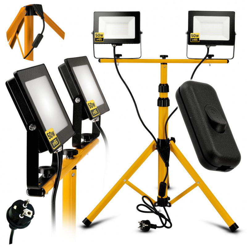 2x LED reflektor készlet 50W semleges fehér + 160cm állvány + kapcsoló
