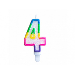 Aga4Kids Tortagyertya 4 csillámló szivárványszegéllyel
