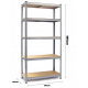 Kynast fém polc 180x90x40 cm 5 polc Ezüst