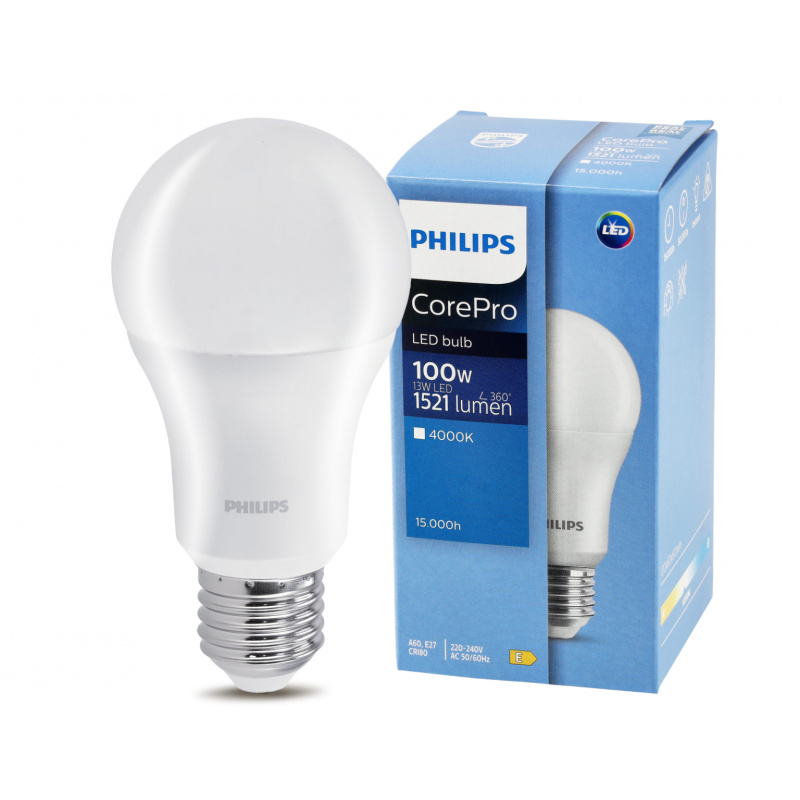 Philips LED izzó E27 - 13W - 1521 lm - semleges fehér - CorePro Premium A60