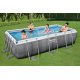 Power Steel 404x201x100 Rattan imitáció 13x6FT BESTWAY 6in1 Rack Pool + szivattyú + létra