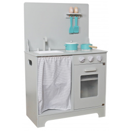 Aga4Kids Mini Chef Fa konyha sütővel és türkiz edényekkel Szürke