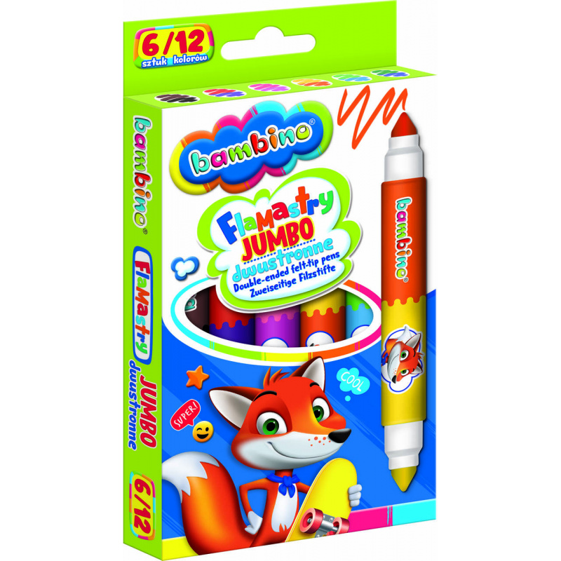 Bambino Kétoldalú Jumbo filctollak 6 db/12 szín