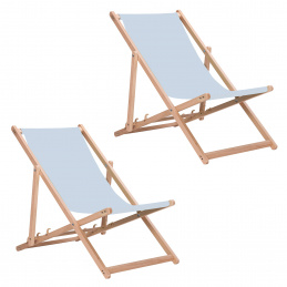 Aga 2x Összecsukható fa napozóágy Világosszürke