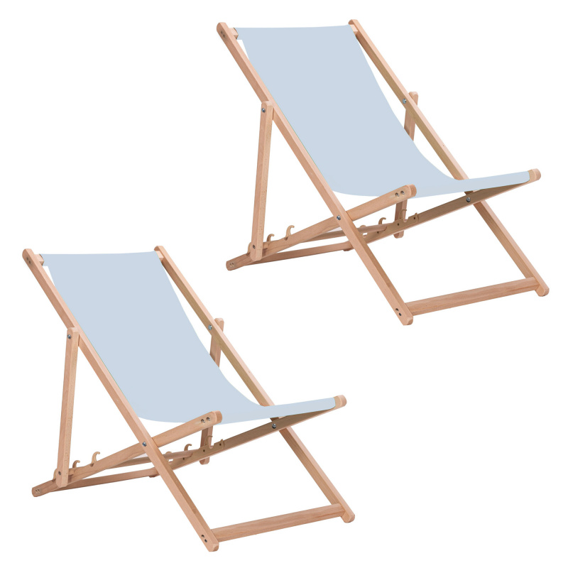 Aga 2x Összecsukható fa napozóágy Világosszürke