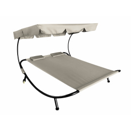 Aga kerti fekvőágy két személy részére napellenzővel Bézs