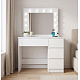 Aga fésülködőasztal tükörrel, világítással és elektromos aljzattal MRDT05-MW-S matt fehér