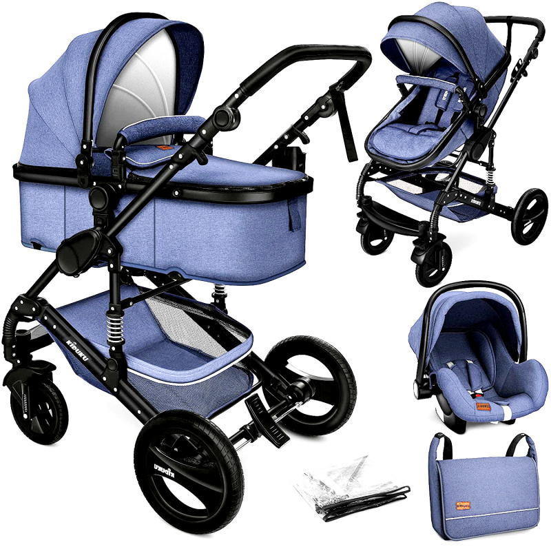 Kiduku Kombinált babakocsi 3 az 1-ben Kék