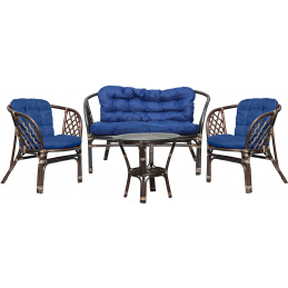 Aga Rattan kanapé garnitúra szett BAHAMA Choco sötétkék