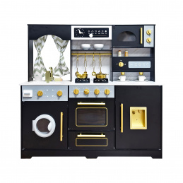 Aga4Kids Gyermek fa konyha Goldie Deluxe XXL kávéfőzővel, órával és hangeffektekkel Barna-arany