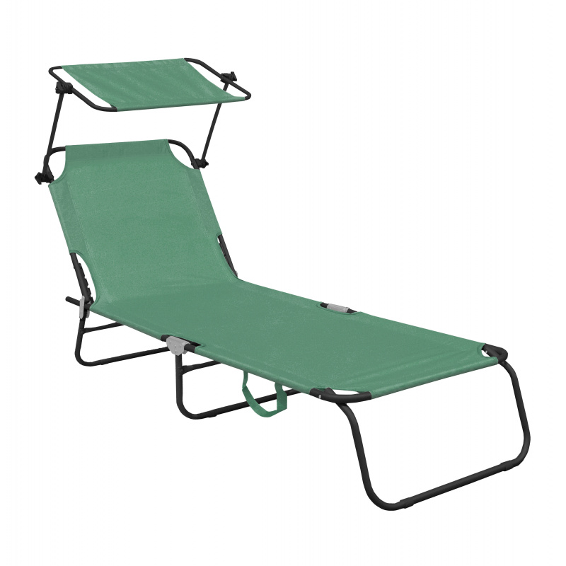 Aga Kerti állítható napozóágy tetővel Világoszöld