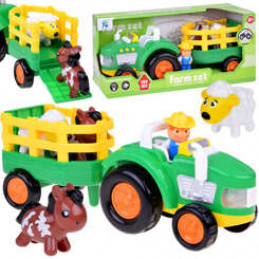 Traktor pótkocsival Farmer és állatok hang + fény ZA5390 univerzális