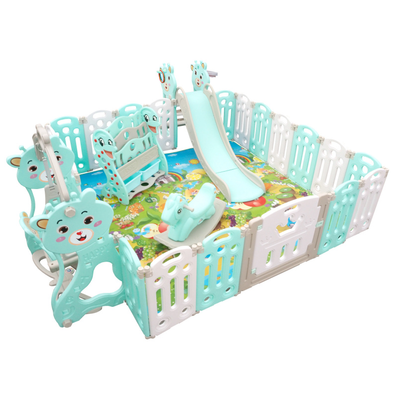 Aga4Kids Gyerek műanyag járóka tartozékokkal 206x177x64 cm Zöld