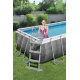 Power Steel 404x201x100 Rattan imitáció 13x6FT BESTWAY 6in1 Rack Pool + szivattyú + létra