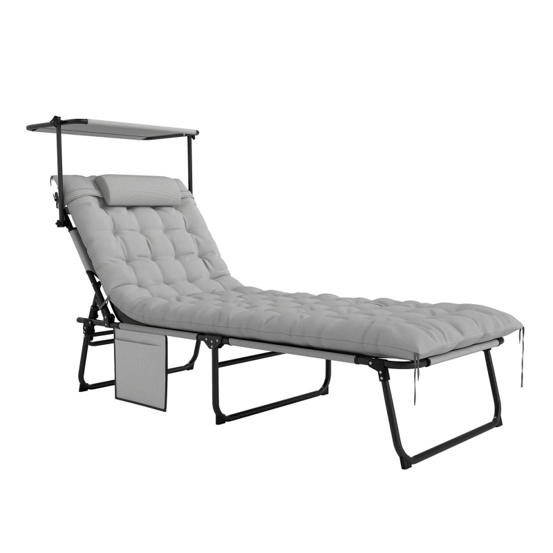 Aga Kerti állítható napozóágy tetővel Szürke