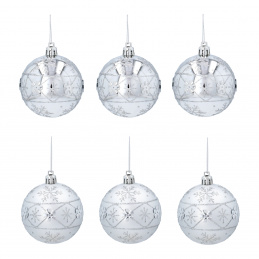 Aga Karácsonyi gömbök 7cm 6db Ezüst - Hópehely