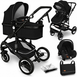 Kiduku Kombinált babakocsi 3 az 1-ben Fekete/Fekete