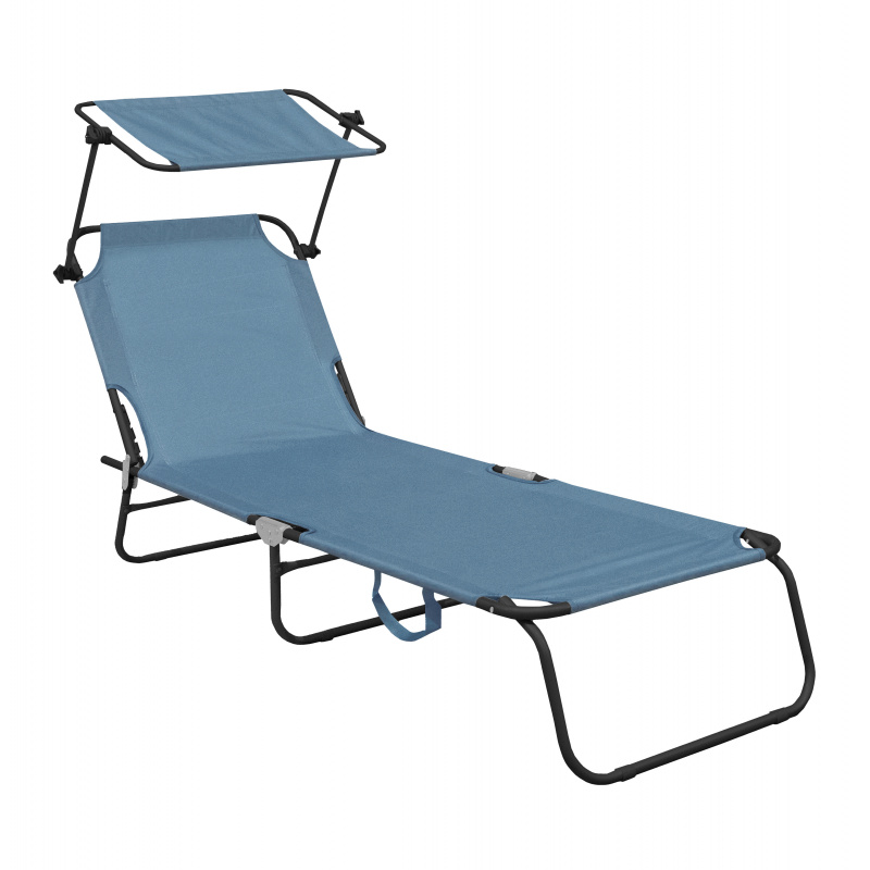 Aga Kerti állítható napozóágy tetővel Világoskék