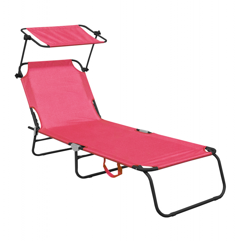 Aga Kerti állítható napozóágy tetővel Rózsaszín