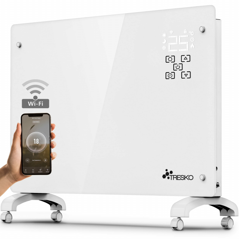 Tresko Smart Üveg Konvektor 1500 W GPH-15EA Fehér