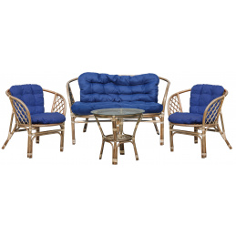 Aga Rattan kanapé garnitúra  szett BAHAMA Szürke Sötétkék