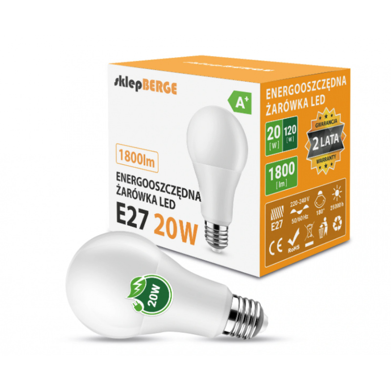 LED izzó - E27 - A80 - 20W - 1800Lm - hideg fehér