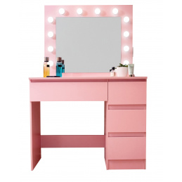Aga Fésülködőasztal tükörrel, világítással és el.rózsaszín konnektor