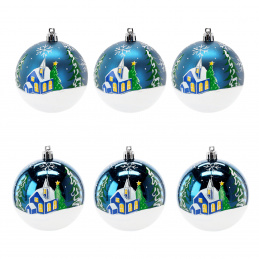 Aga Karácsonyi gömbök 7cm 6db Kék - Templom