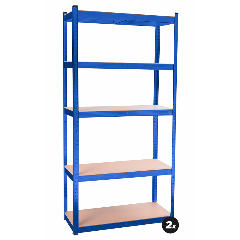 Aga 2x Fém polc 180x90x40 cm 5 polc Kék