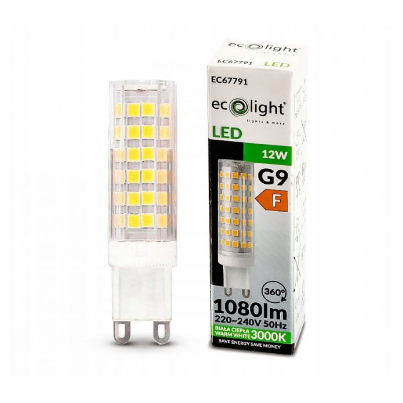LED izzó - G9 - 12W - meleg fehér